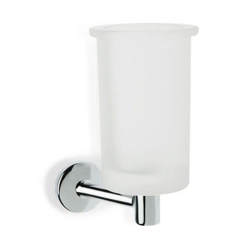 Toothbrush Holder, StilHaus P10-08, Wall Mounted Frosted Glass Toothbrush Holder with Brass P10-08